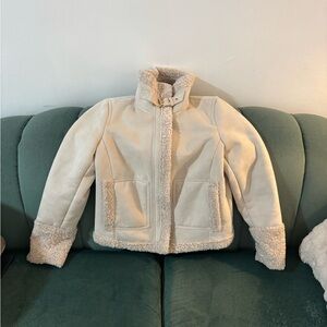 Ann Taylor Cream Shearling Jacket